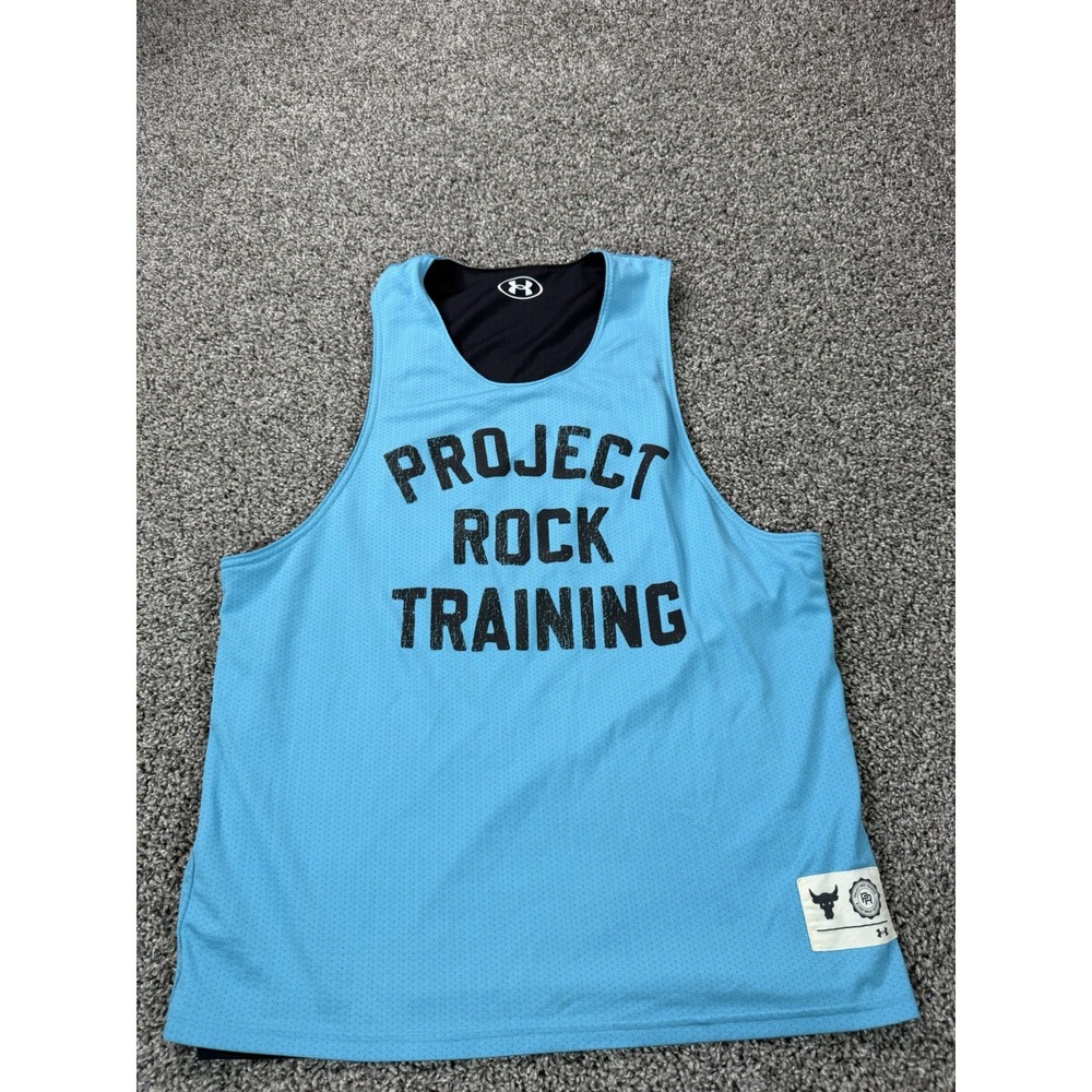 Under Armour Project Rock Training Tank Top Men's Size Large Blue Gym Workout